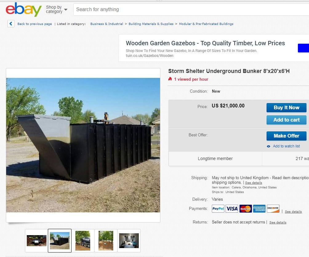 ebay tornado shelter