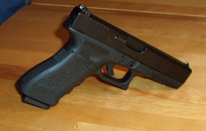 Glock 17 pistol with a black Parkerized topcoat