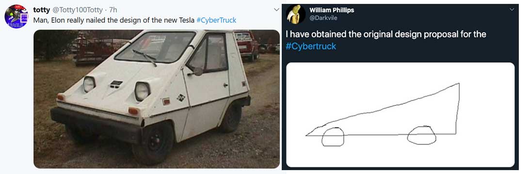 Tesla cybertruck design memes