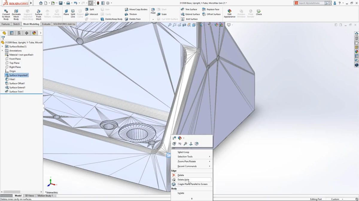 Solidworks 2020 direct mesh editing