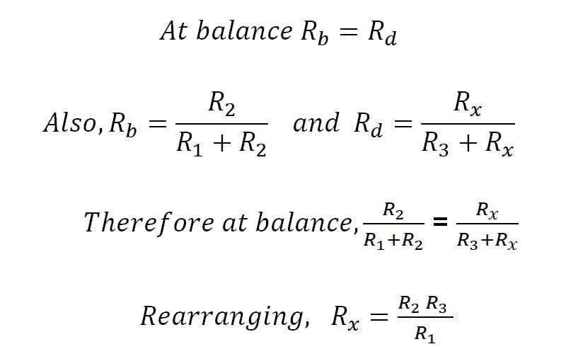 Wheatstone bridge formula