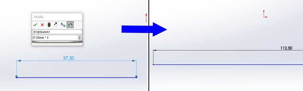 Another great feature of Smart Dimensions in Solidworks is that you can use mathematical symbols to change your dimensions. 