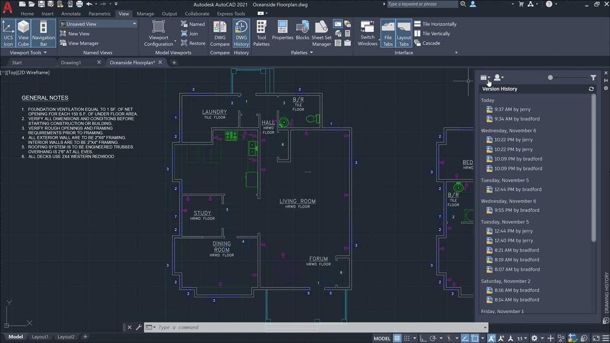 autocad-2021-drawing-history