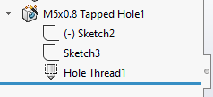 The second sketch contains the revolved sketch of the hole profile. 
