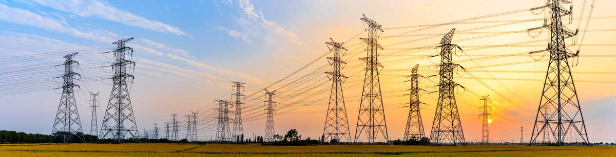 high-voltage-power-lines at sunset