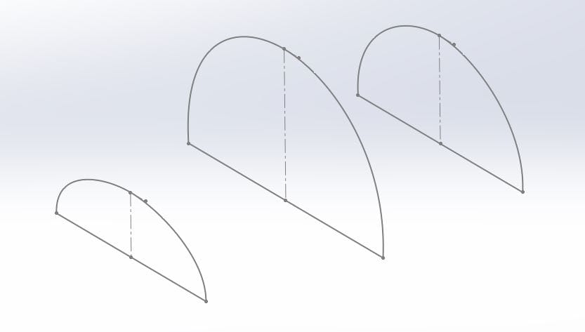 The process of creating a Lofted Boss/Base is as follows: 1. Sketch your profiles. Sketch Profiles, spaced apart