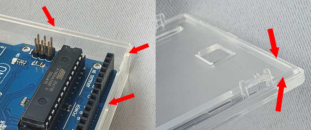 SOLIDWORKS lip and grove: An example of lip and groove features on a plastic PCB enclosure, and the corresponding feature on the lid.