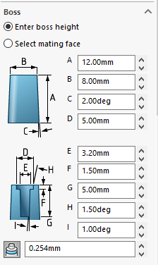 solidworks mounting boss tutorial: Set Mounting Size