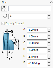 Solidworks mounting boss tutorial: Specify Fins – enter zero in the number of fin, if none are required
