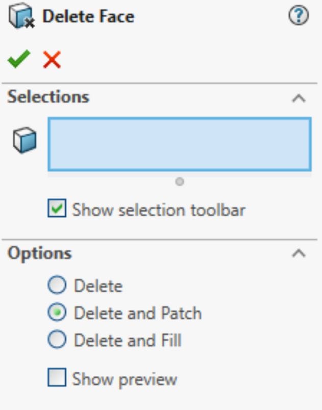 delete face tool