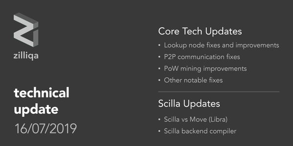 Zilliqa Technical Update 16 July 2019