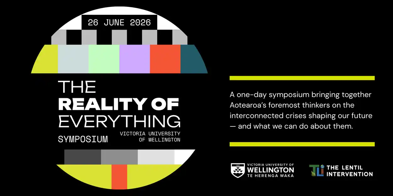 The Reality of Everything banner with old fashioned tv broadcast pattern.