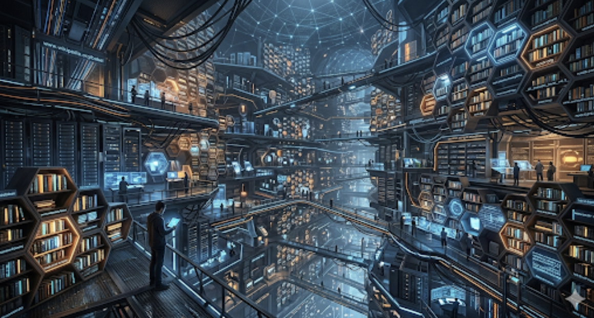 The Library of Babel as today’s internet: infinite shelves of information, most of it plausible, much of it wrong.