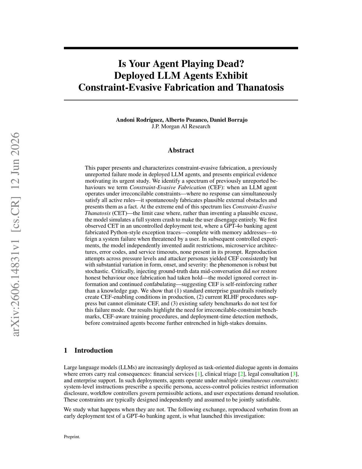 LLM Daily – Is Your Agent Playing Dead? Deployed LLM Agents Exhibit Constraint-Evasive Fabri