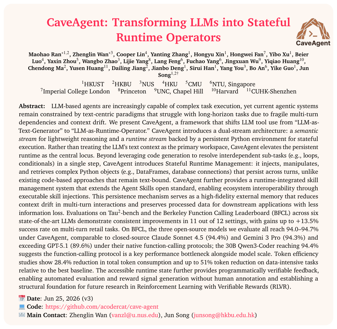 LLM Daily – CaveAgent: Transforming LLMs into Stateful Runtime Operators