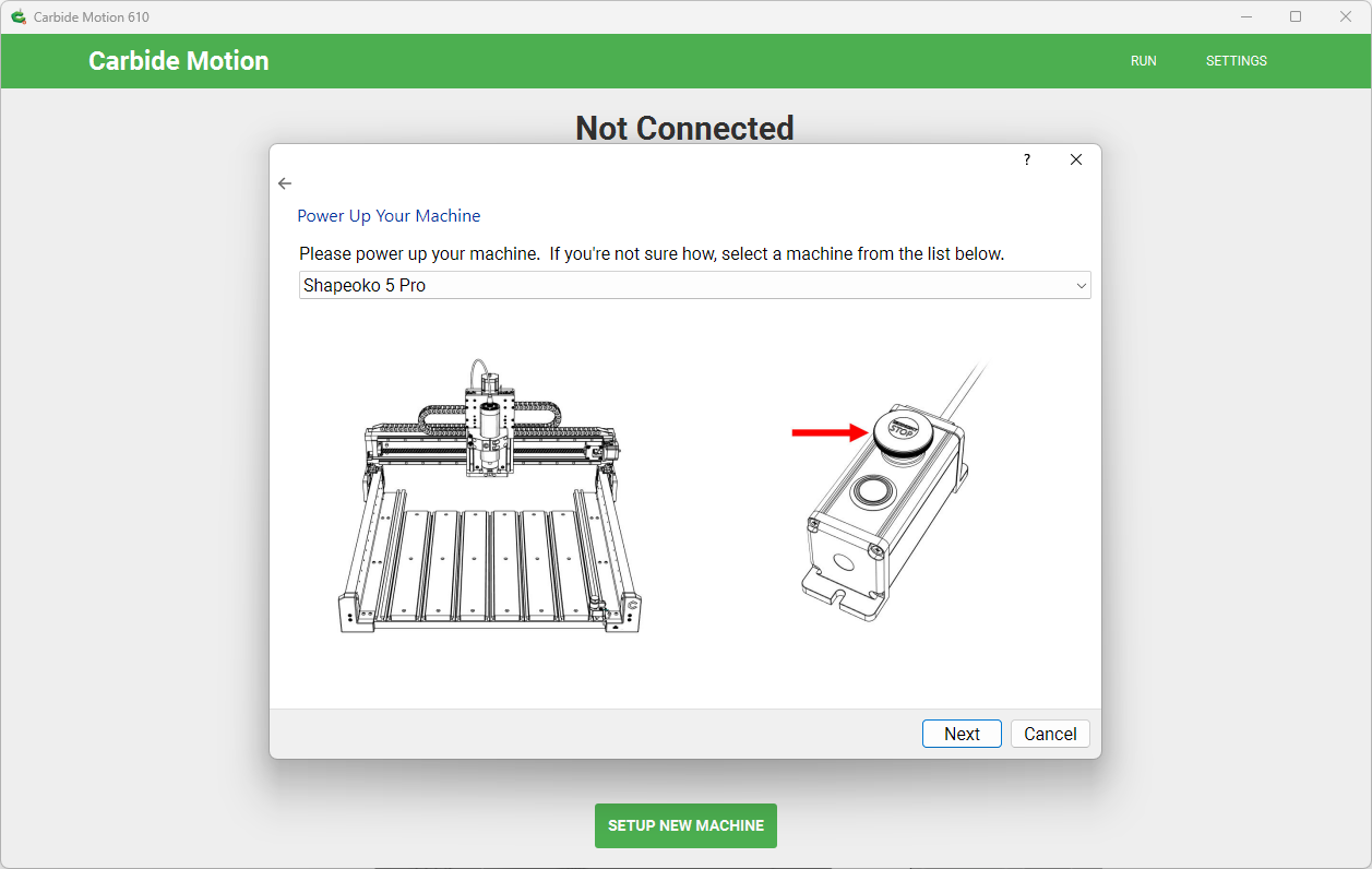 Show power location for your machine.