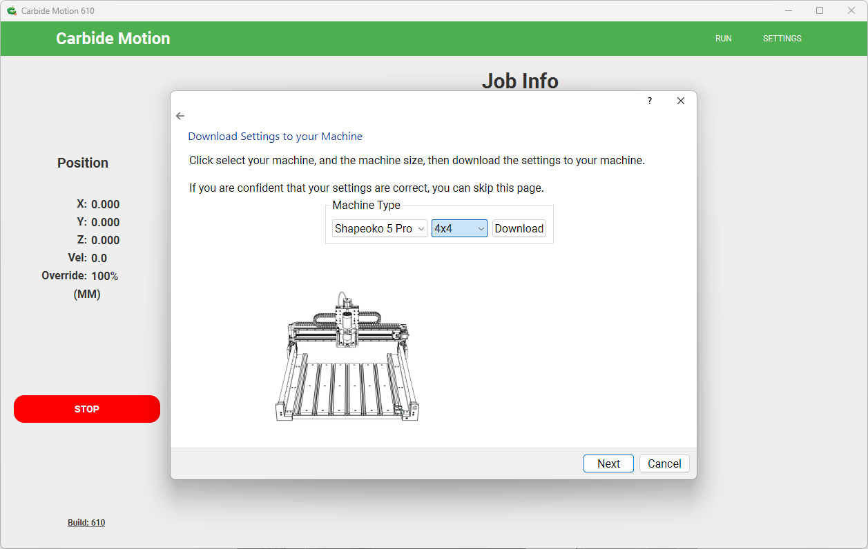 Send machine configuration