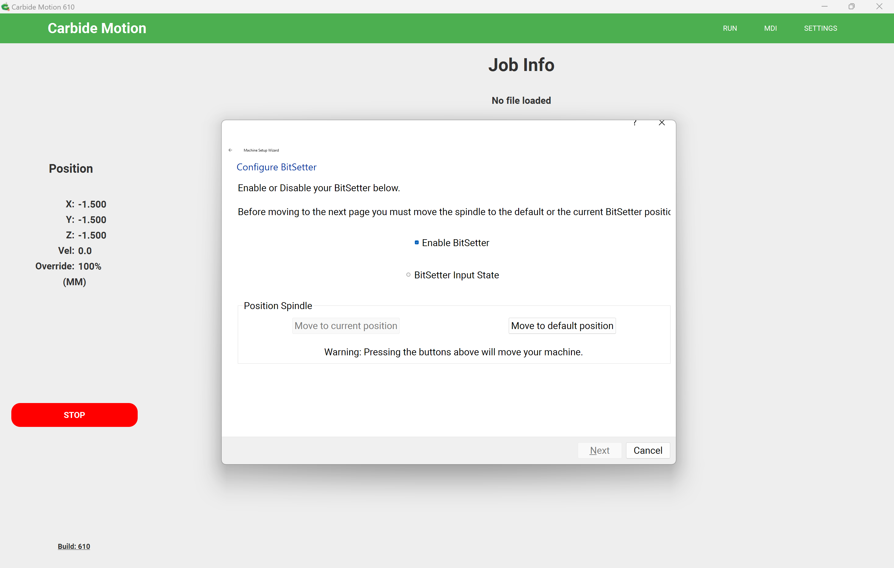 Enable BitSetter screen