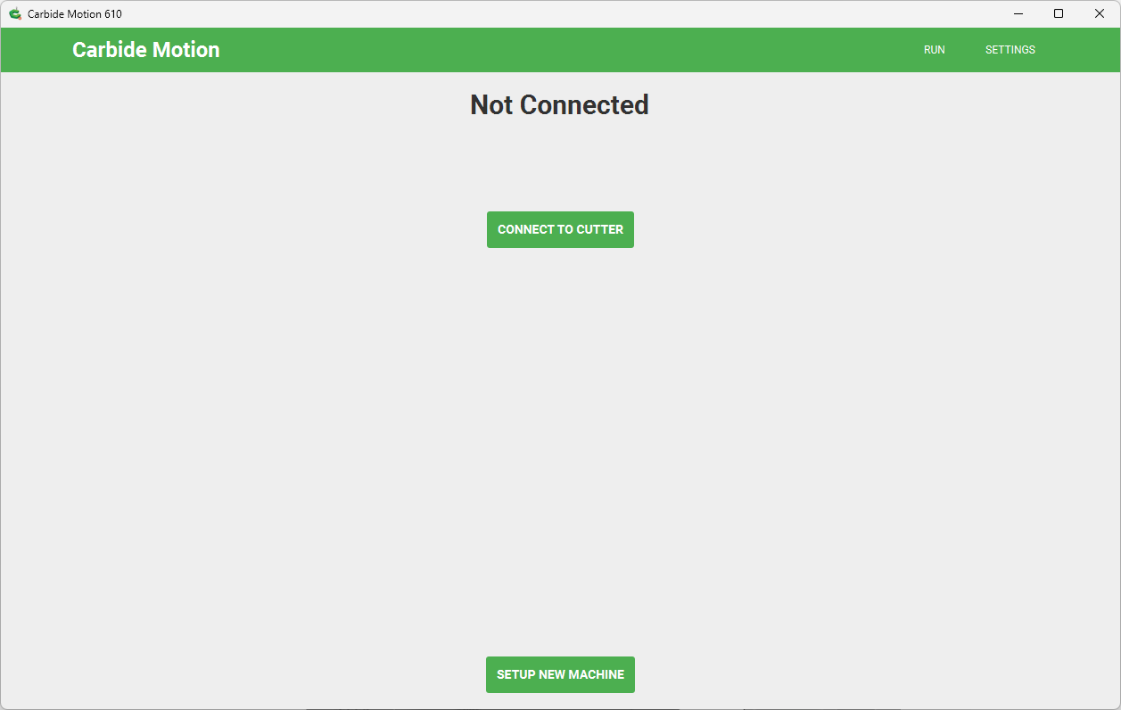 Carbide Motion "Not Connected" screen