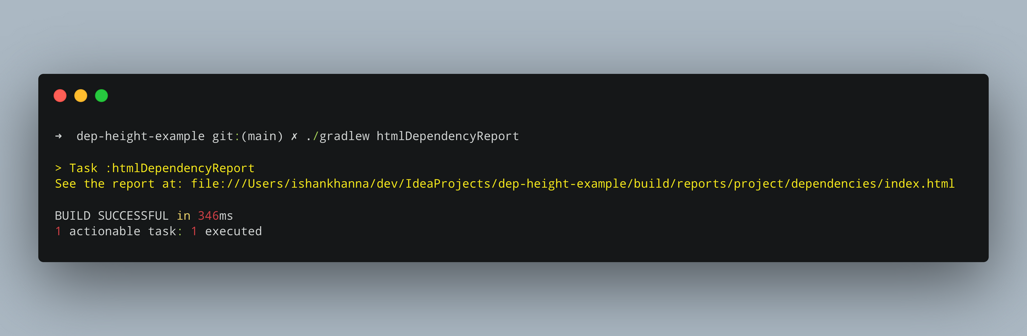 Output of htmlDependencyReport task of the Project Report Gradle Plugin