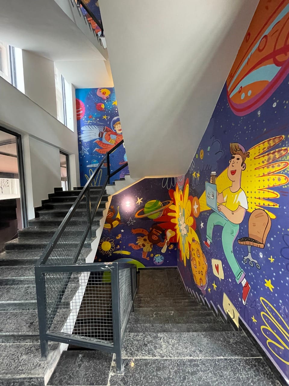 Creative staircase and interiors at Biggbang Coworking Mohali