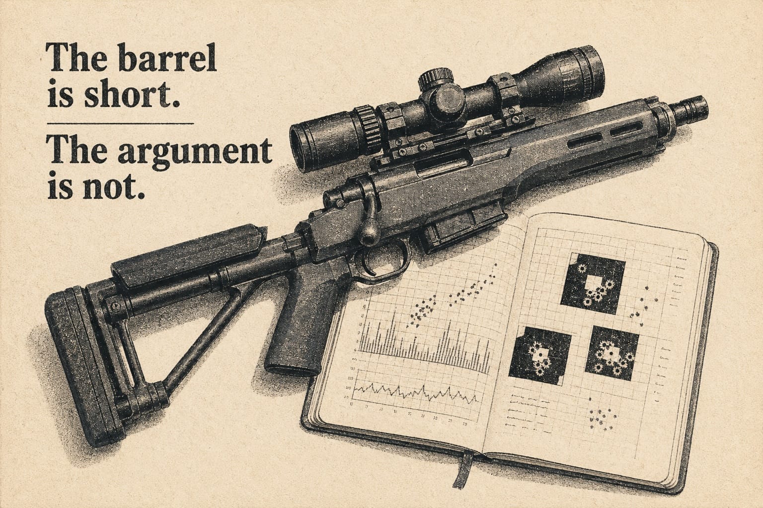 BCL TRX Bronco Howitzer .308 rifle on a range bench during Holdover review testing.