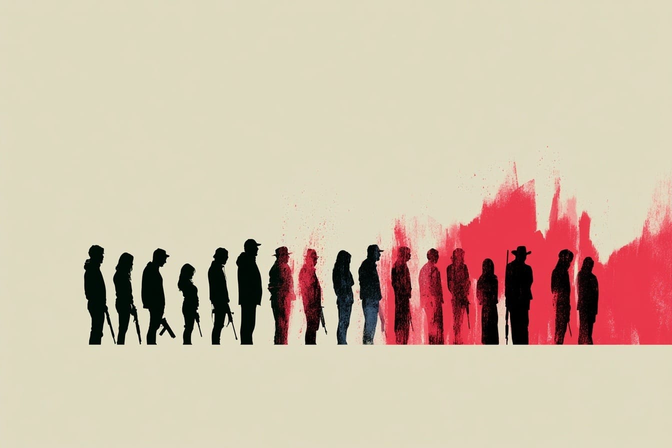 Editorial illustration of a Canadian firearms community event and prize-table signal after years of policy pressure.