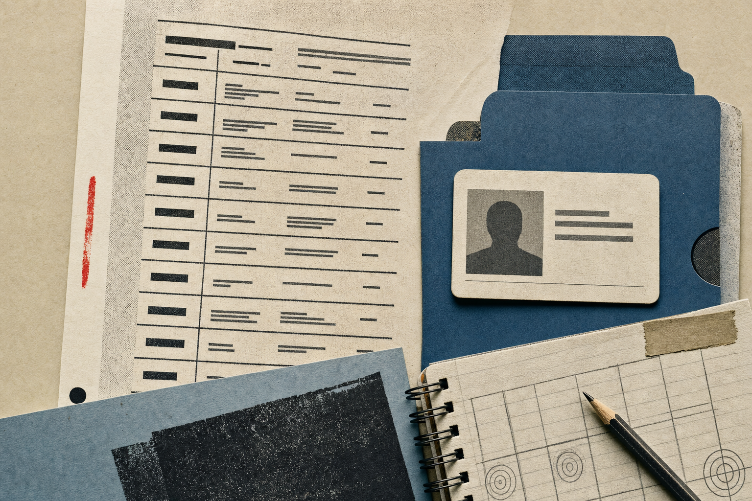 A Canadian firearms-offence explainer abstracted as legal rows beside a PAL-card silhouette and range notebook.