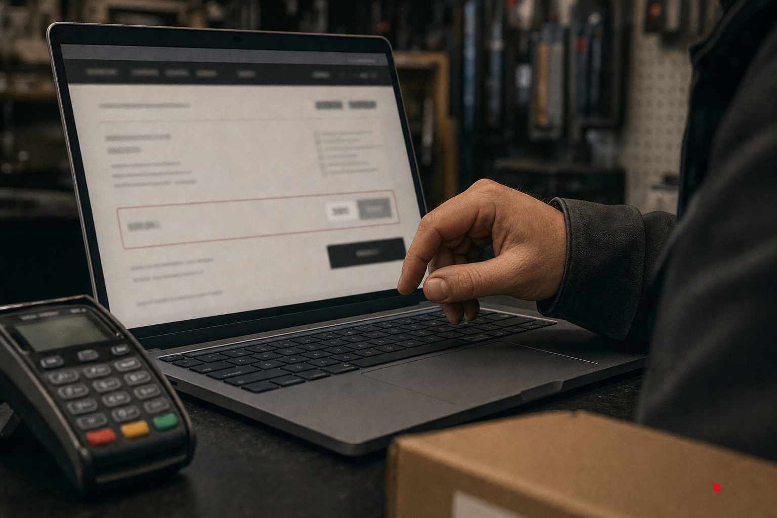 A buyer pausing over a pre-order checkout with blurred terms and a deposit amount.