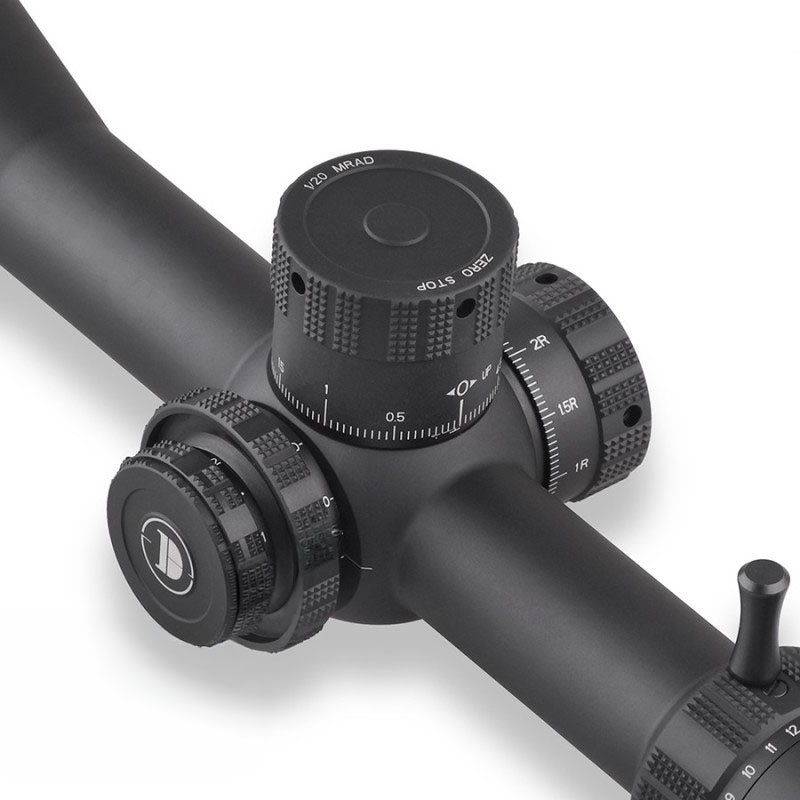 Close view of the Discovery ED-ELR scope turrets and set-screw area.