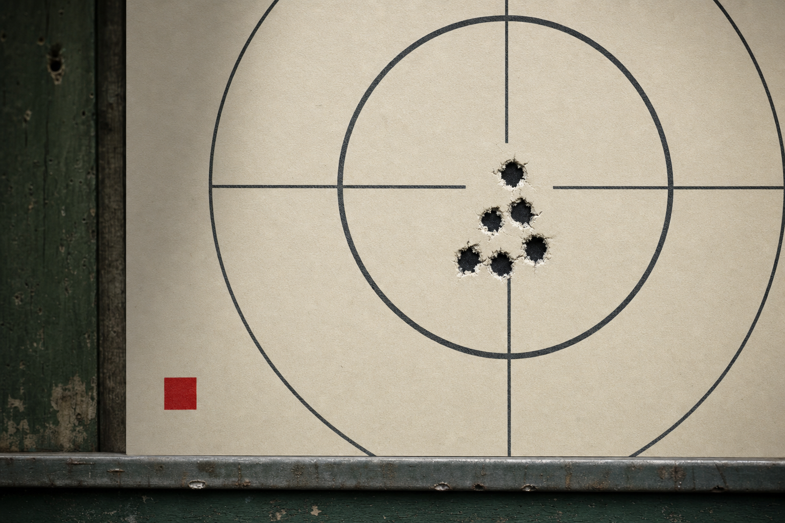 A clean target-frame detail with an abstract five-shot cluster and no readable scoring data.