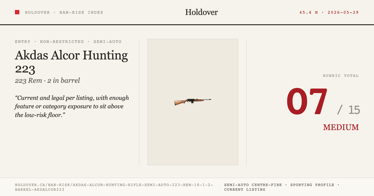 Akdas Alcor Hunting Rifle Semi-Auto 223 REM, 18 1/2" Barrel Akdalcor223 reference image for Holdover Ban-Risk verdict