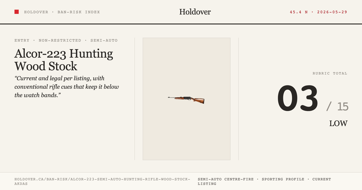 Alcor-223 Semi-Auto Hunting Rifle Wood Stock Akdas reference image for Holdover Ban-Risk verdict