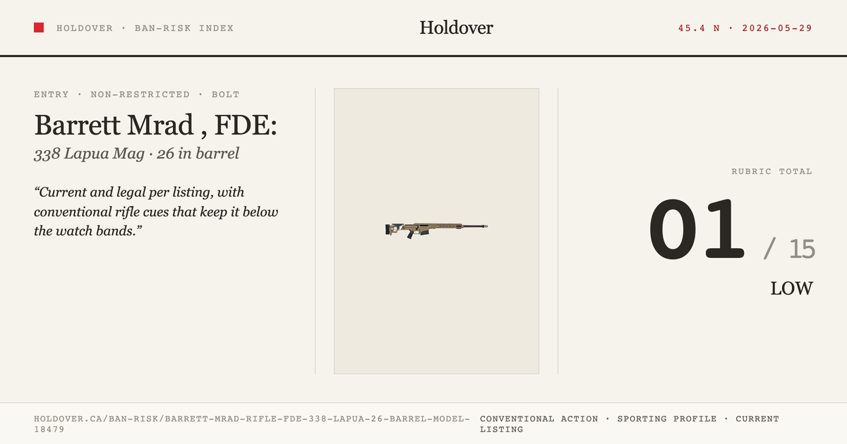 Barrett Mrad Rifle, FDE: 338 Lapua, 26" Barrel, Model 18479 reference image for Holdover Ban-Risk verdict