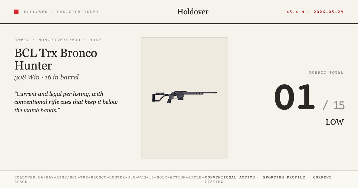 BCL Trx Bronco Hunter 308 WIN 16″ Bolt Action Rifle Black reference image for Holdover Ban-Risk verdict