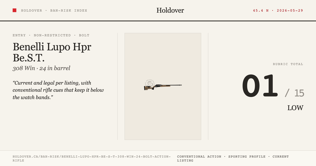 Benelli Lupo Hpr Be.S.T. 308 WIN 24″ Bolt Action Rifle reference image for Holdover Ban-Risk verdict