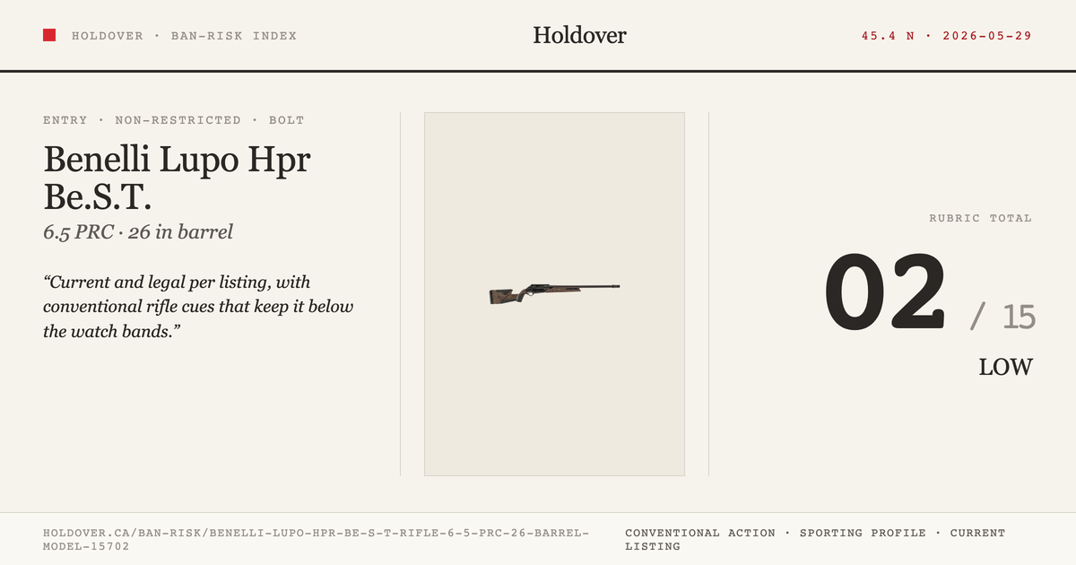 Benelli Lupo Hpr Be.S.T. Rifle: 6.5 PRC, 26" Barrel, Model 15702 reference image for Holdover Ban-Risk verdict