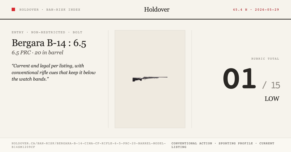 Bergara B-14 Cima Cf Rifle: 6.5 PRC, 20" Barrel, Model B14sm1209cf reference image for Holdover Ban-Risk verdict
