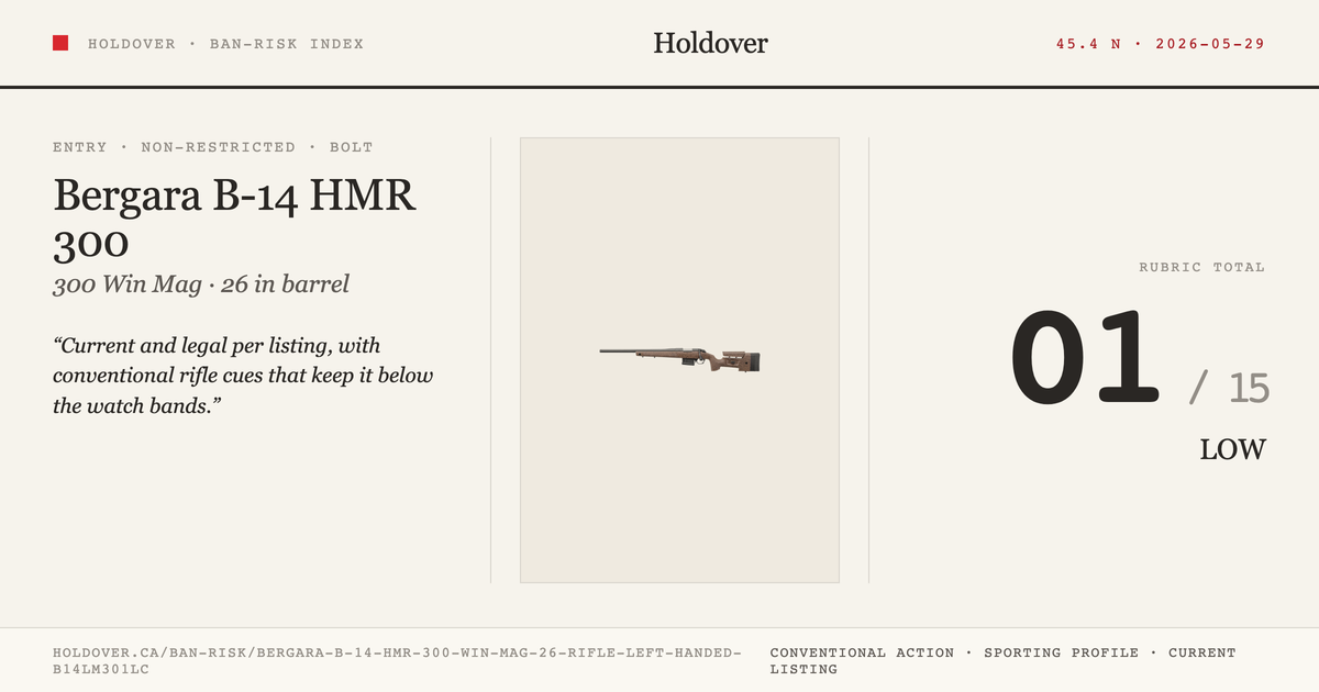 Bergara B-14 HMR 300 WIN MAG 26″ Rifle Left-Handed – B14lm301lc reference image for Holdover Ban-Risk verdict