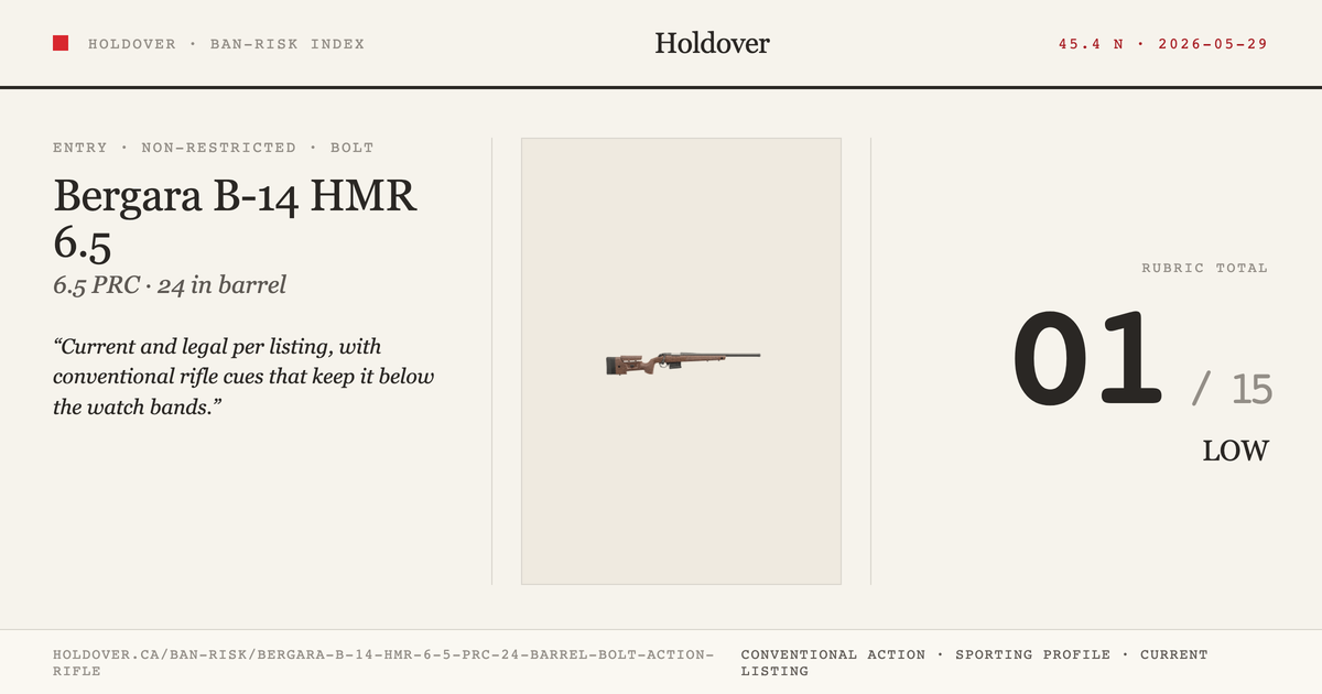 Bergara B-14 HMR 6.5 PRC 24" Barrel Bolt Action Rifle reference image for Holdover Ban-Risk verdict