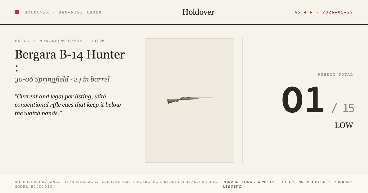Bergara B-14 Hunter Rifle: 30-06 Springfield, 24" Barrel, Model B14l101c reference image for Holdover Ban-Risk verdict