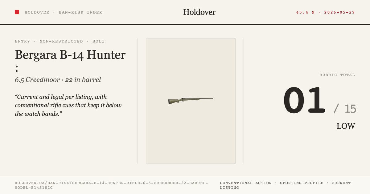 Bergara B-14 Hunter Rifle: 6.5 Creedmoor, 22" Barrel, Model B14s102c reference image for Holdover Ban-Risk verdict