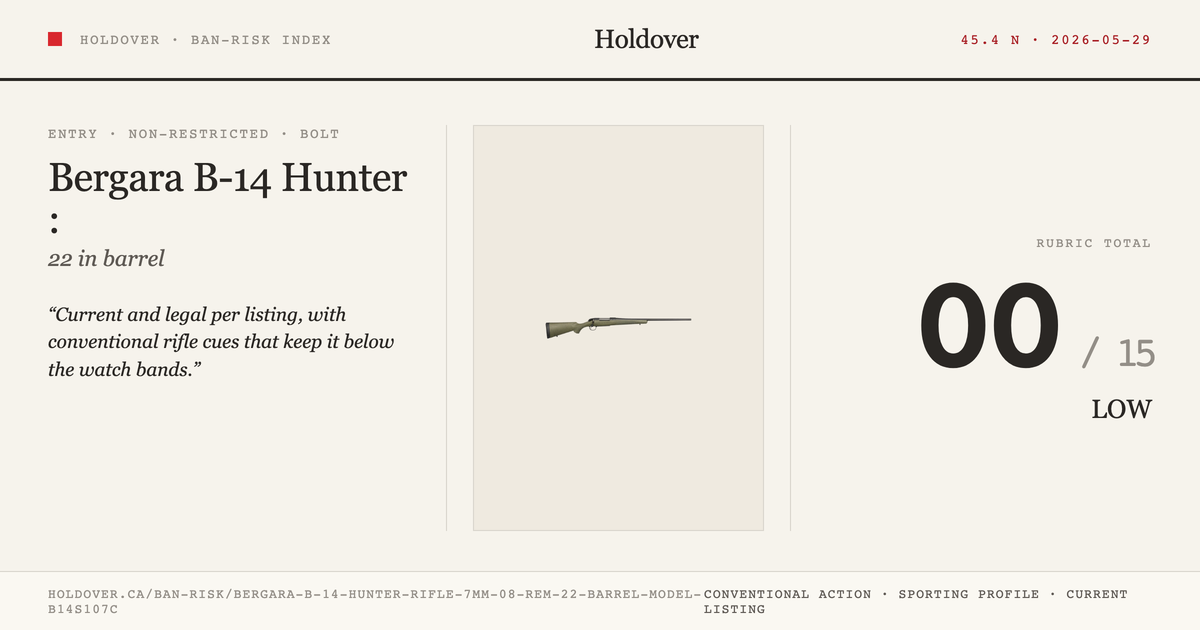 Bergara B-14 Hunter Rifle: 7mm-08 REM, 22" Barrel, Model B14s107c reference image for Holdover Ban-Risk verdict