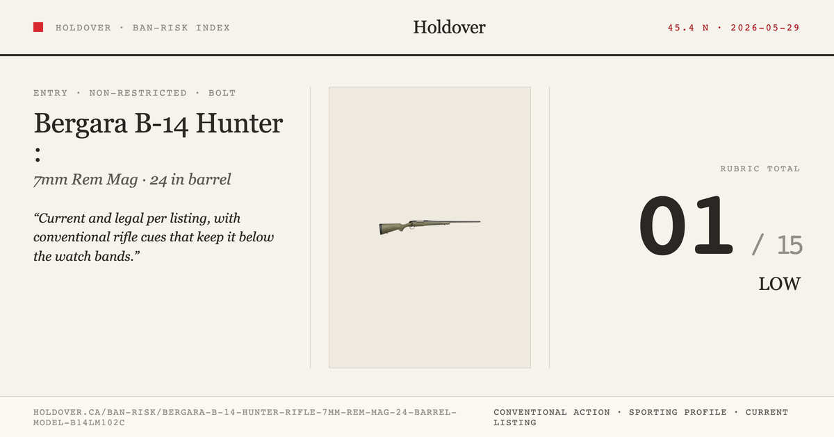 Bergara B-14 Hunter Rifle: 7mm REM MAG, 24" Barrel, Model B14lm102c reference image for Holdover Ban-Risk verdict