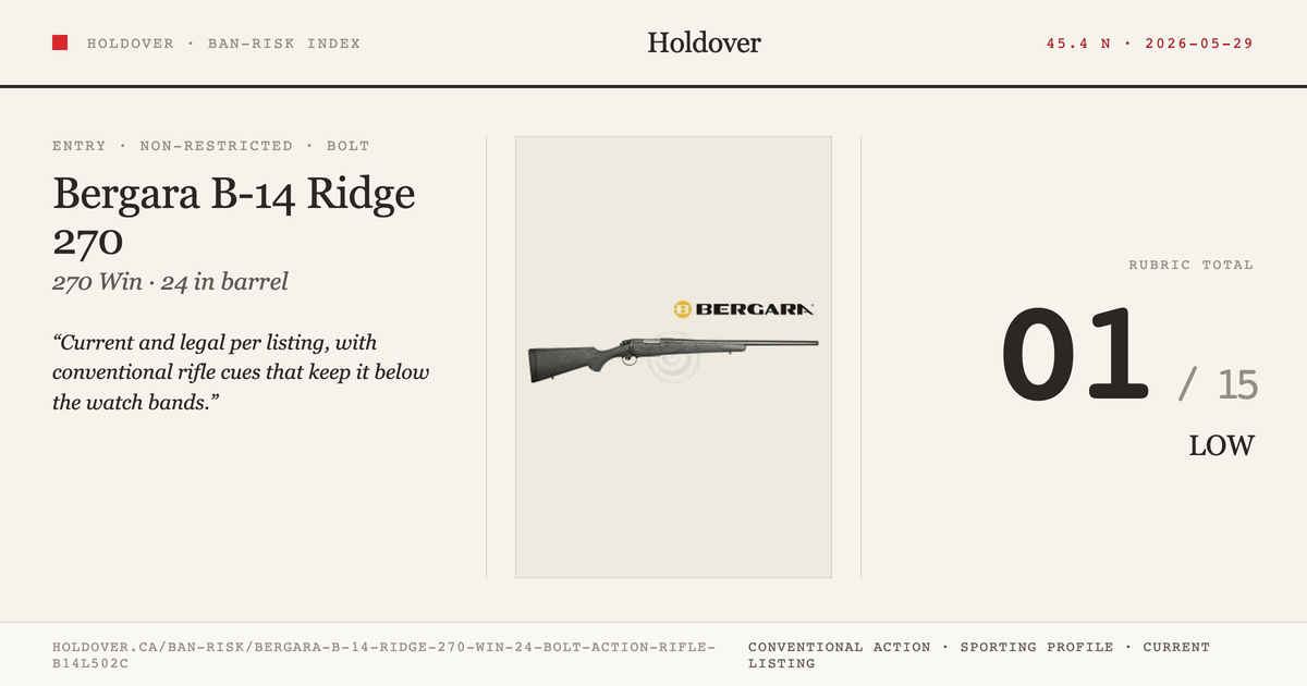 Bergara B-14 Ridge 270 WIN 24″ Bolt Action Rifle – B14l502c reference image for Holdover Ban-Risk verdict