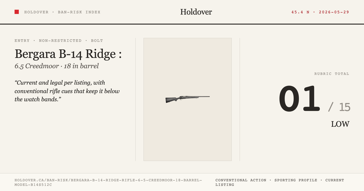 Bergara B-14 Ridge Rifle: 6.5 Creedmoor, 18" Barrel, Model B14s512c reference image for Holdover Ban-Risk verdict