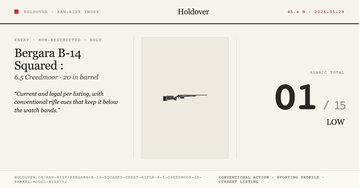 Bergara B-14 Squared Crest Rifle: 6.5 Creedmoor, 20" Barrel, Model B14s752 reference image for Holdover Ban-Risk verdict