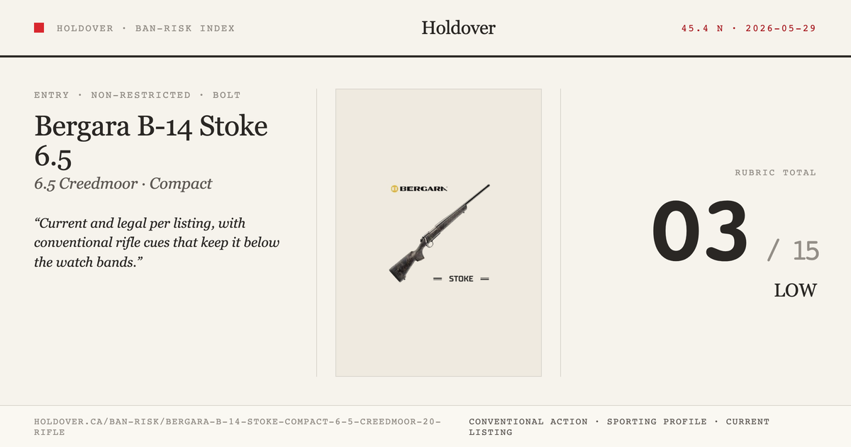Bergara B-14 Stoke Compact 6.5 Creedmoor 20'' Rifle reference image for Holdover Ban-Risk verdict