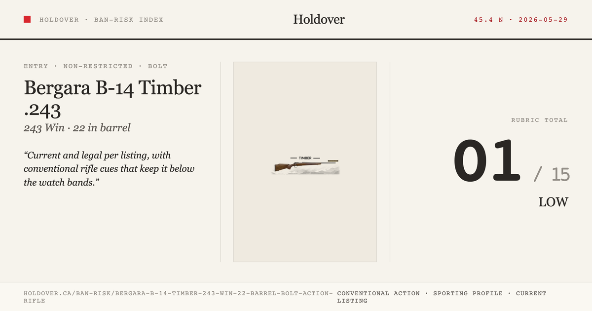 Bergara B-14 Timber .243 WIN 22" Barrel Bolt Action Rifle reference image for Holdover Ban-Risk verdict