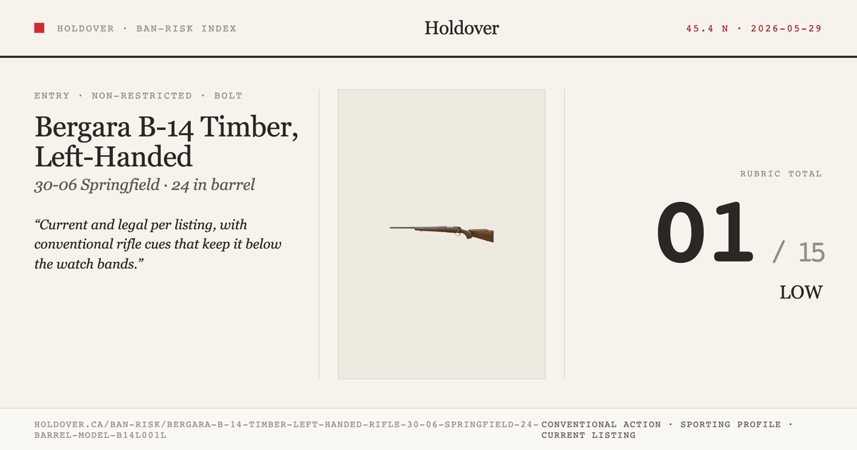 Bergara B-14 Timber, Left-Handed Rifle: 30-06 Springfield, 24" Barrel, Model B14l001l reference image for Holdover Ban...